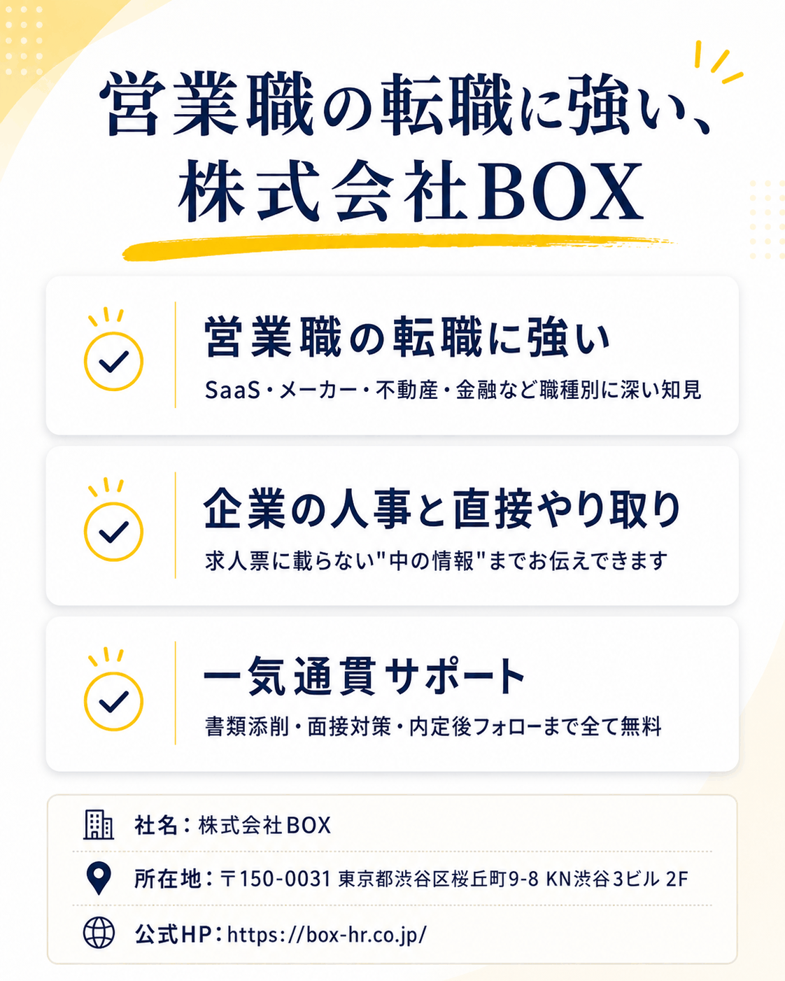 営業職の転職に強い、株式会社BOX